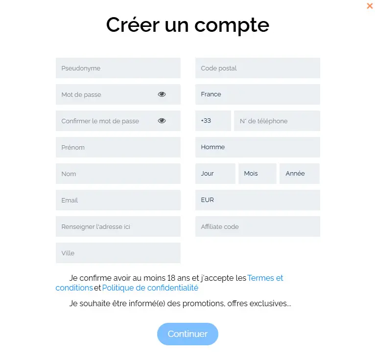 Processo de inscrição HANZBET CASINO